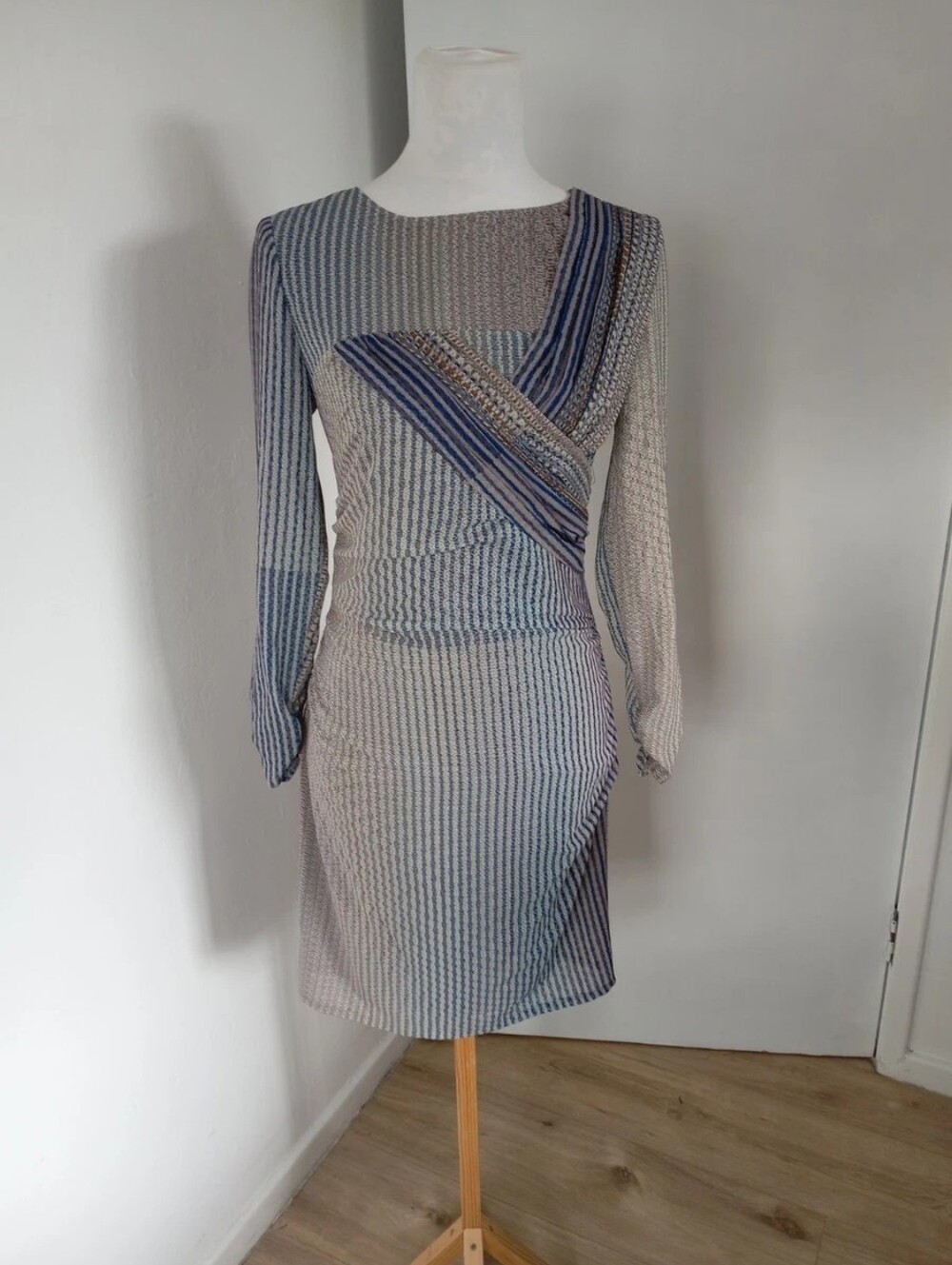 HP🎉 Reiss Beulah Printed Long-Sleeve Mini Dress Officecore Pleated
